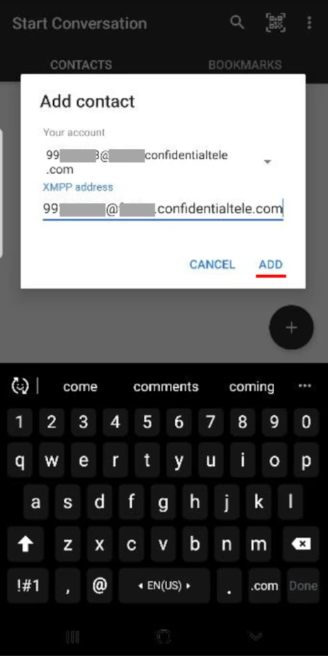 Confitel - Add Contact Popup